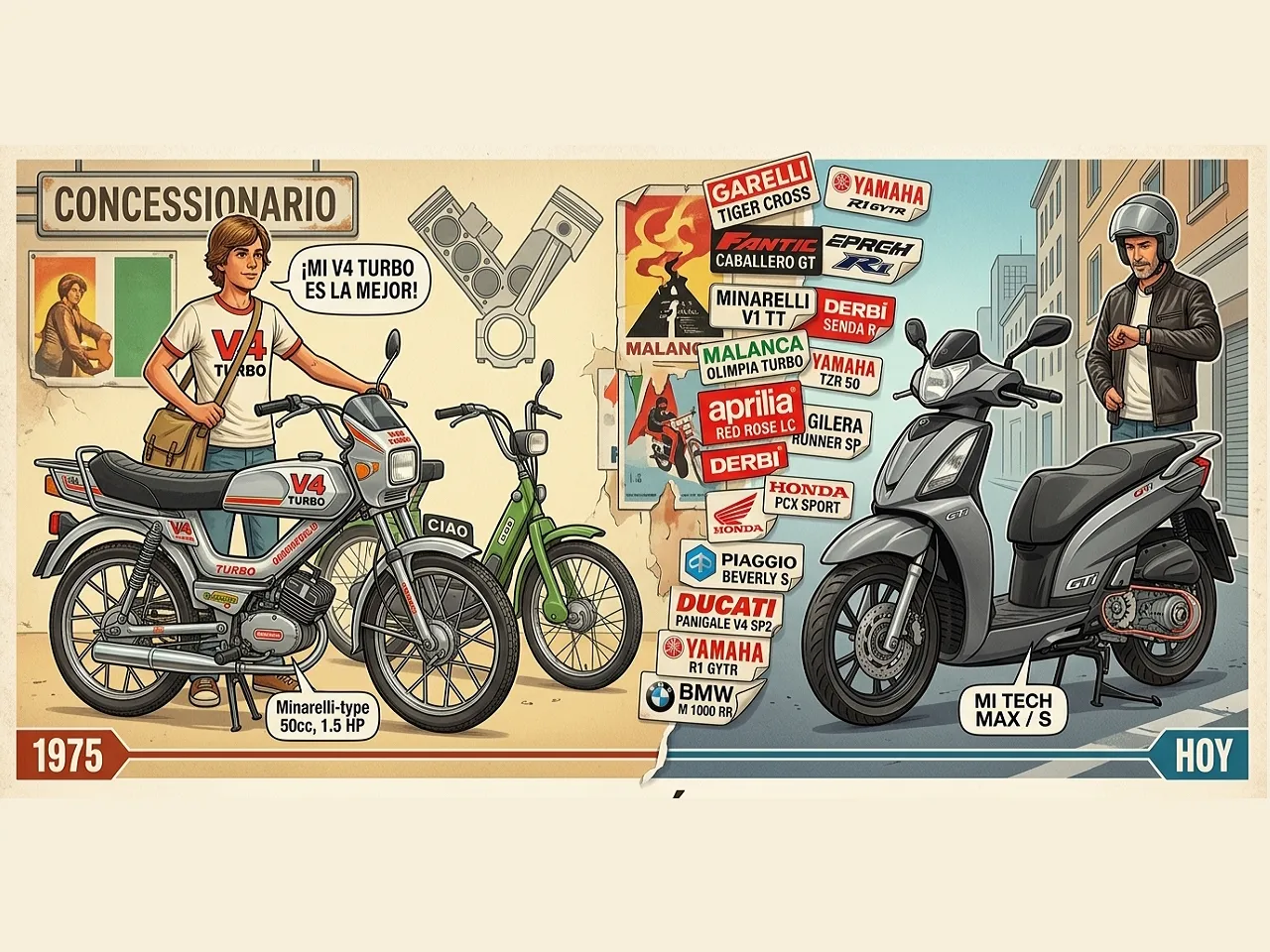 Cuando los ciclomotores tenían nombres de superbike: V4, Turbo, GTi y otras mentiras gloriosas del marketing italiano